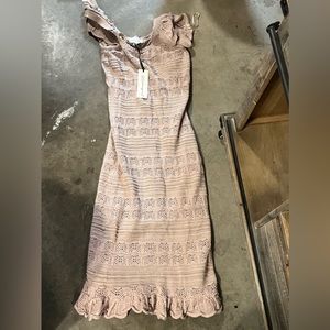 Freshman 1996 Matte rose gold color embroidered dress. size xs